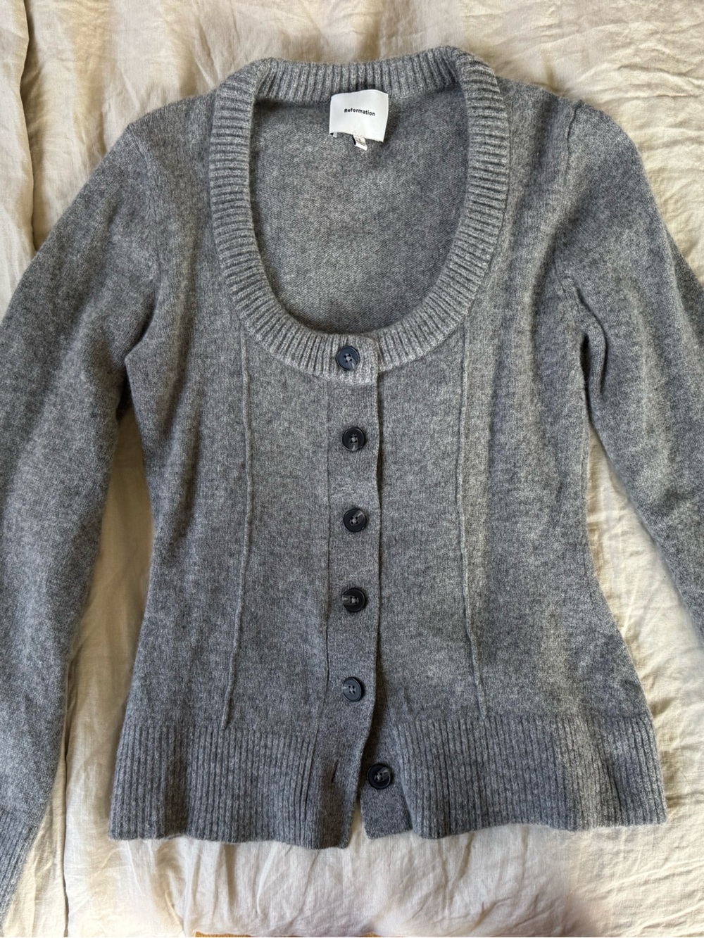 Reformation Classic Gray Button-Front Women's Sweater